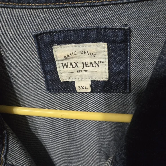 Womens Plus Size Wax Jean Distressed Dark Blue Denim Jacket - Picture 2 of 4